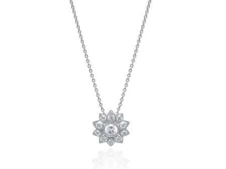 Cubic Zirconia Flower Set In Sterling Silver Online Sale