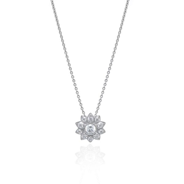 Cubic Zirconia Flower Set In Sterling Silver Online Sale