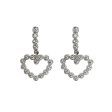 14k White Gold CZ Heart Drop Earrings For Sale