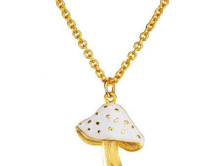 Goldtone White Mushroom Pendant Necklace 18  Online Hot Sale