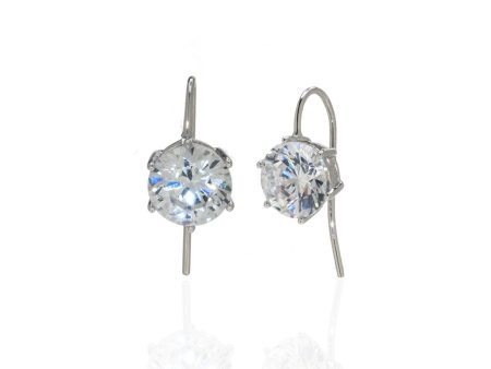 4 Carat Round CZ Sterling Silver Eurowire Earrings Hot on Sale