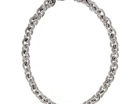 Ribbed Link Silver Tone Necklace Online Hot Sale