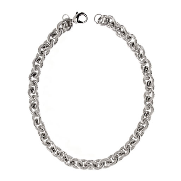 Ribbed Link Silver Tone Necklace Online Hot Sale