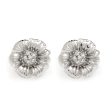 Rhodium Plated Flower Earring With Crystals on Sale