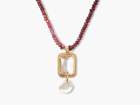 Spinel and Crystal Necklace on Sale