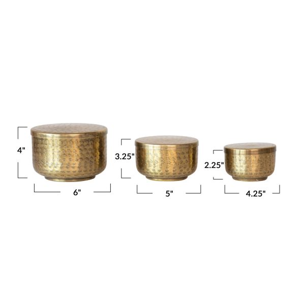 Sita Hammered Aluminum Containers w  Lids For Sale