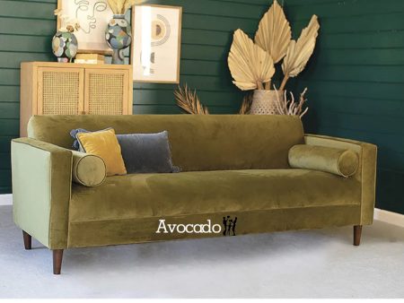 Velvet Loveseat with Bolster Pillows- Avocado Supply