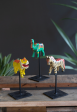 Painted Wooden Animals on Metal Stands Cheap