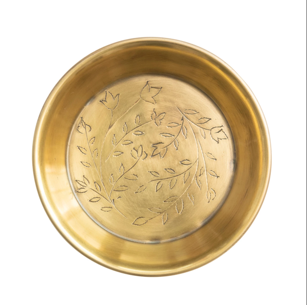 Metal Dish with Etched Floral Design Fashion