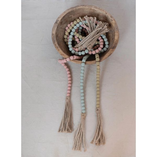 Vivi Wood Bead with Jute Tassels Online