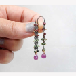 Ruby Zoisite, Ruby & Garnet Oxidized Silver Ladder Earrings For Sale