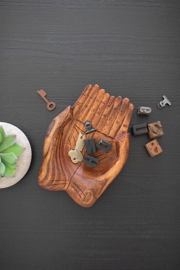 Carved Wood Open Hands Tray Cheap